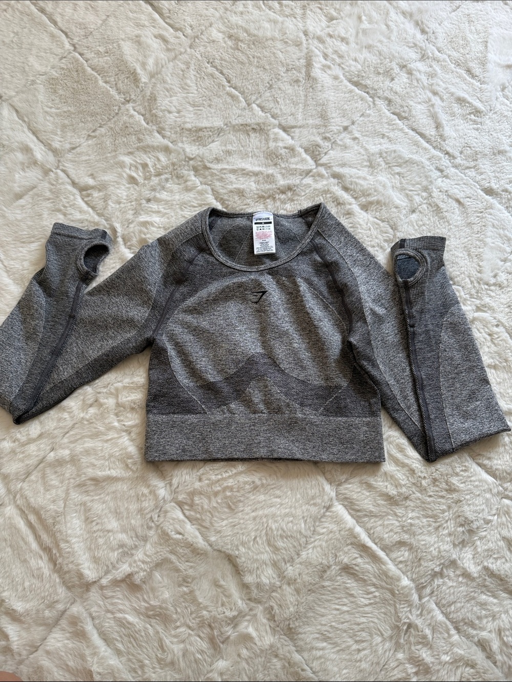 Gymshark Gray Seamless Crop Long-Sleeve Pullover